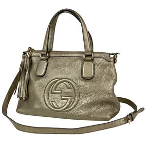 Gucci Soho Handbag Shoulder Bag Fringe Leather Gold